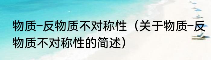物质–反物质不对称性（关于物质–反物质不对称性的简述）