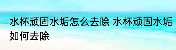水杯顽固水垢怎么去除 水杯顽固水垢如何去除