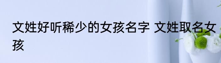 文姓好听稀少的女孩名字 文姓取名女孩