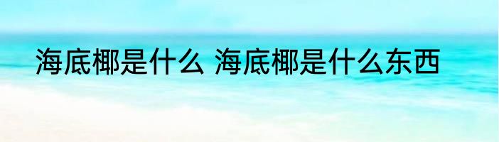 海底椰是什么 海底椰是什么东西