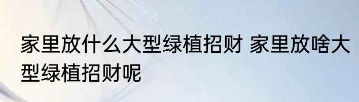 家里放什么大型绿植招财 家里放啥大型绿植招财呢