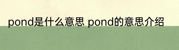 pond是什么意思 pond的意思介绍