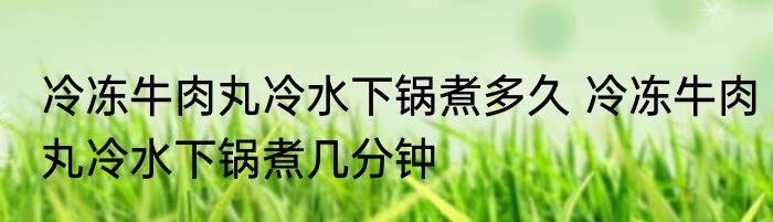 冷冻牛肉丸冷水下锅煮多久 冷冻牛肉丸冷水下锅煮几分钟