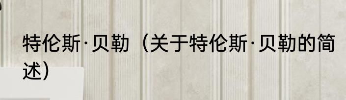 特伦斯·贝勒（关于特伦斯·贝勒的简述）