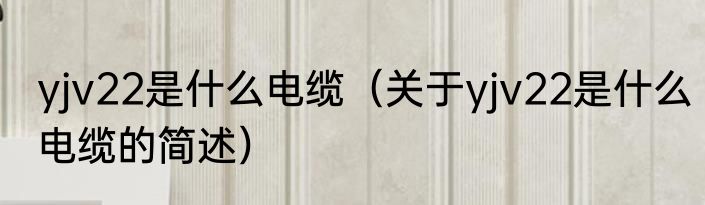yjv22是什么电缆（关于yjv22是什么电缆的简述）