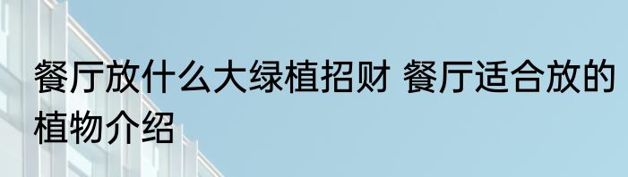 餐厅放什么大绿植招财 餐厅适合放的植物介绍