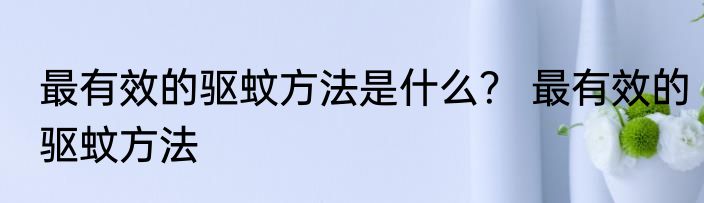 最有效的驱蚊方法是什么？ 最有效的驱蚊方法