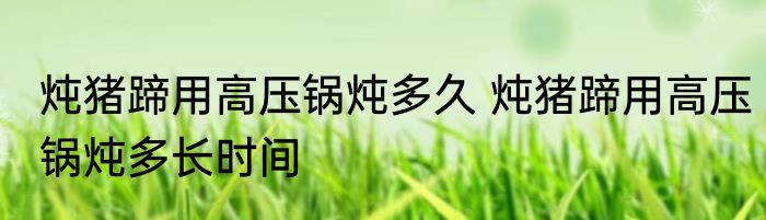炖猪蹄用高压锅炖多久 炖猪蹄用高压锅炖多长时间