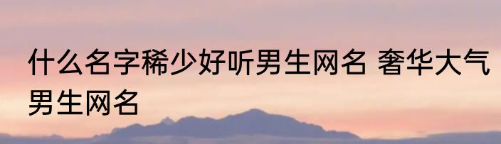 什么名字稀少好听男生网名 奢华大气男生网名