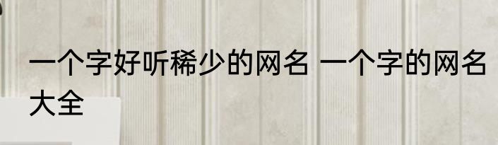 一个字好听稀少的网名 一个字的网名大全