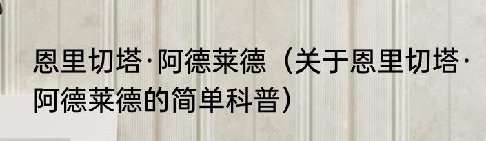恩里切塔·阿德莱德（关于恩里切塔·阿德莱德的简单科普）