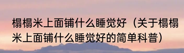 榻榻米上面铺什么睡觉好（关于榻榻米上面铺什么睡觉好的简单科普）
