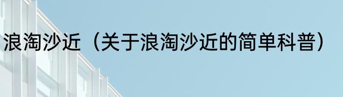 浪淘沙近（关于浪淘沙近的简单科普）