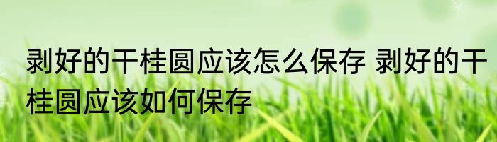 剥好的干桂圆应该怎么保存 剥好的干桂圆应该如何保存