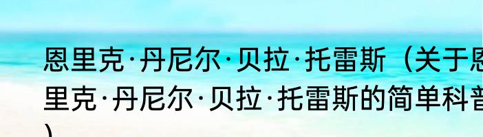 恩里克·丹尼尔·贝拉·托雷斯（关于恩里克·丹尼尔·贝拉·托雷斯的简单科普）