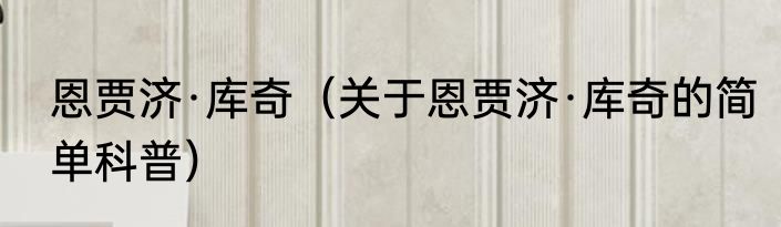 恩贾济·库奇（关于恩贾济·库奇的简单科普）