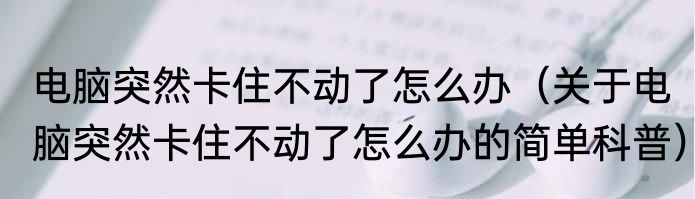 电脑突然卡住不动了怎么办（关于电脑突然卡住不动了怎么办的简单科普）