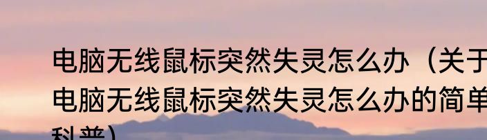 电脑无线鼠标突然失灵怎么办（关于电脑无线鼠标突然失灵怎么办的简单科普）