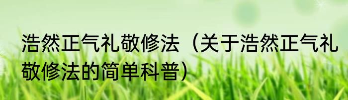 浩然正气礼敬修法（关于浩然正气礼敬修法的简单科普）
