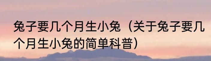 兔子要几个月生小兔（关于兔子要几个月生小兔的简单科普）