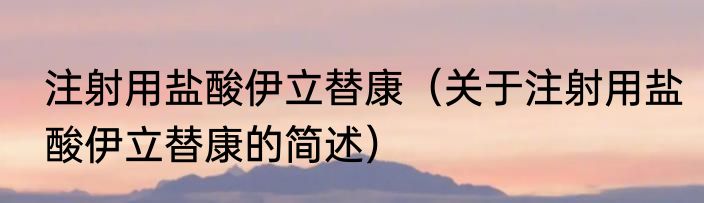 注射用盐酸伊立替康（关于注射用盐酸伊立替康的简述）