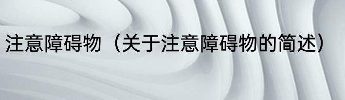 注意障碍物（关于注意障碍物的简述）