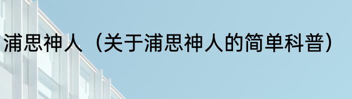 浦思神人（关于浦思神人的简单科普）