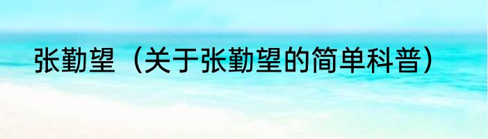 张勤望（关于张勤望的简单科普）