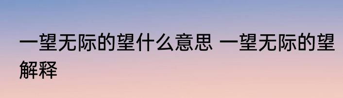 一望无际的望什么意思 一望无际的望解释