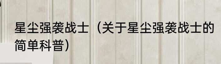 星尘强袭战士（关于星尘强袭战士的简单科普）