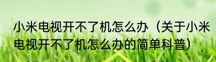 小米电视开不了机怎么办（关于小米电视开不了机怎么办的简单科普）