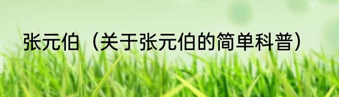 张元伯（关于张元伯的简单科普）