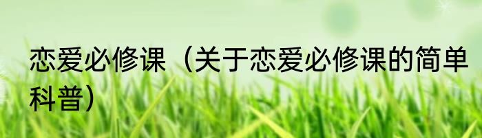 恋爱必修课（关于恋爱必修课的简单科普）