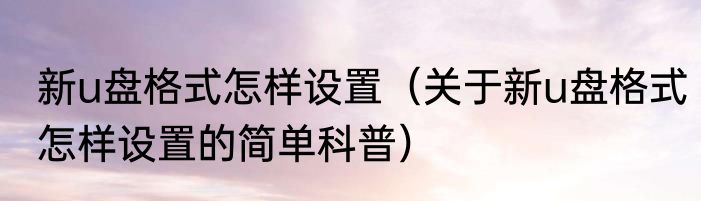 新u盘格式怎样设置（关于新u盘格式怎样设置的简单科普）