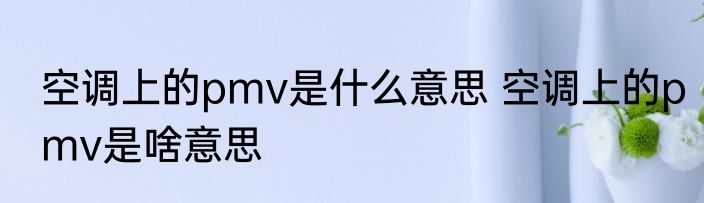 空调上的pmv是什么意思 空调上的pmv是啥意思