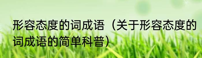 形容态度的词成语（关于形容态度的词成语的简单科普）