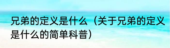 兄弟的定义是什么（关于兄弟的定义是什么的简单科普）