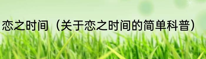 恋之时间（关于恋之时间的简单科普）