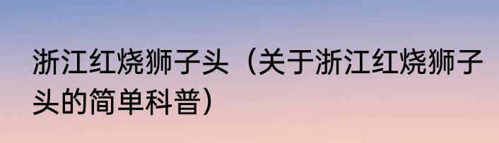 浙江红烧狮子头（关于浙江红烧狮子头的简单科普）