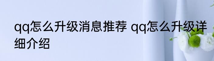 qq怎么升级消息推荐 qq怎么升级详细介绍
