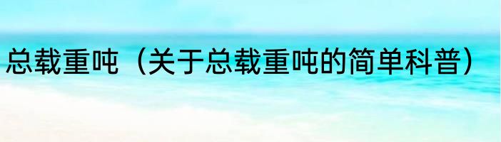 总载重吨（关于总载重吨的简单科普）