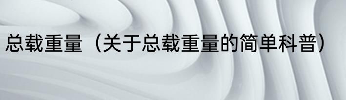总载重量（关于总载重量的简单科普）