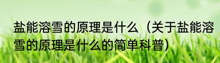 盐能溶雪的原理是什么（关于盐能溶雪的原理是什么的简单科普）