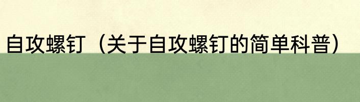 自攻螺钉（关于自攻螺钉的简单科普）