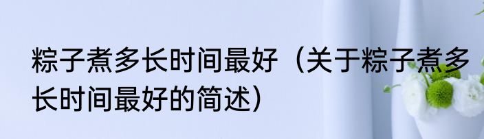 粽子煮多长时间最好（关于粽子煮多长时间最好的简述）