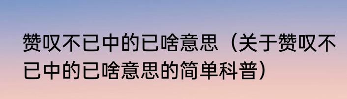赞叹不已中的已啥意思（关于赞叹不已中的已啥意思的简单科普）