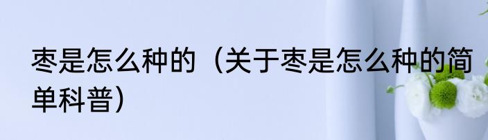 枣是怎么种的（关于枣是怎么种的简单科普）