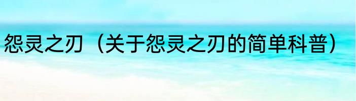 怨灵之刃（关于怨灵之刃的简单科普）