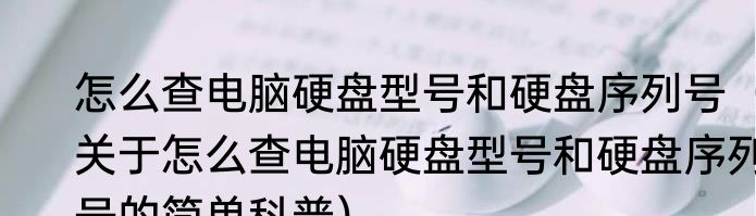 怎么查电脑硬盘型号和硬盘序列号（关于怎么查电脑硬盘型号和硬盘序列号的简单科普）