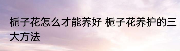 栀子花怎么才能养好 栀子花养护的三大方法